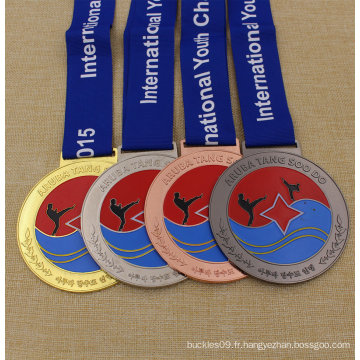Médaillon fait sur commande de médaille de karaté de médaille en métal d&#39;approvisionnement d&#39;usine pour le concours de karaté